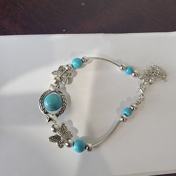 Silver and Blue Butterfly Bracelet - Picture 3 of 4
